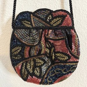 Jeromes Vintage ‎ Beaded Evening Bag Art Deco Style Multicolored